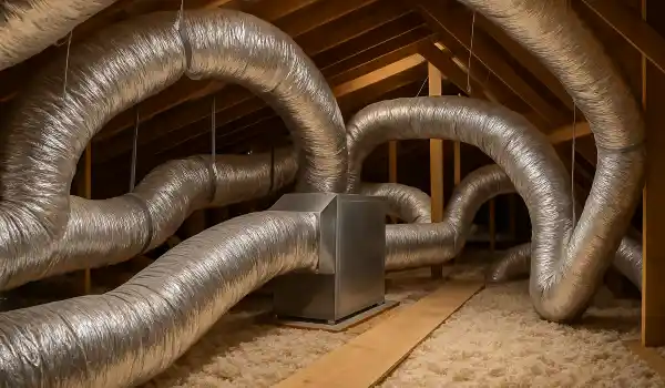 traditional AC ducts installed in the attic of a house from Leander Air Conditioning Repair in Leander, TX - AC Company Near Me traditional AC ducts installed in the attic of a house from Leander Air Conditioning Repair in Leander, TX - AC Company Near Me