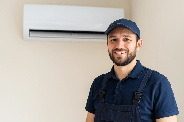 an hvac technician smiling at the camera from Leander Air Conditioning Repair in Leander, TX - AC Technician Near Me an hvac technician smiling at the camera from Leander Air Conditioning Repair in Leander, TX - AC Technician Near Me