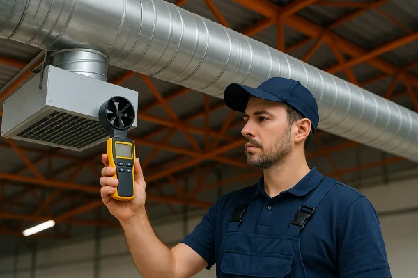 an hvac technician holding a wireless temperature meter to check a vent temperature from Leander Air Conditioning Repair in Round Rock, TX - round-rock-tx an hvac technician holding a wireless temperature meter to check a vent temperature from Leander Air Conditioning Repair in Round Rock, TX - round-rock-tx