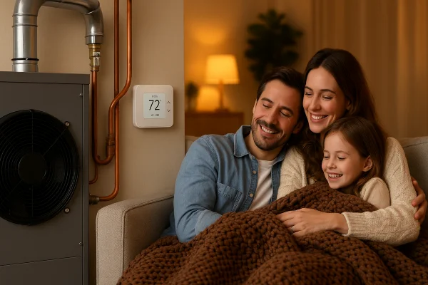 a family cuddling on the couch next to the house furnace from Leander Air Conditioning Repair in Leander, TX - Mini Split Installation Near Me a family cuddling on the couch next to the house furnace from Leander Air Conditioning Repair in Leander, TX - Mini Split Installation Near Me